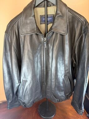 Daniel Cremieux Black Leather Zip Bomber Jacket